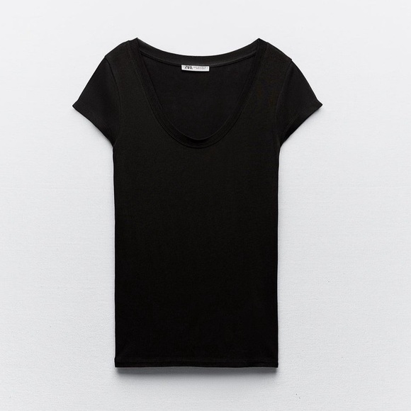 Zara round neck viscose shirt, black - Picture 5 of 8